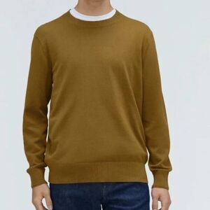 Everlane Uniform mustard olive No-Sweat cotton COOLMAX recycled crewneck sweater